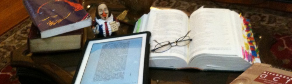 my work... on my coffee table... yes, I do have a Shakespeare rubber duck.  He helps me think.