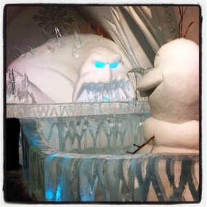 Since I don't have a picture of me duking it out with someone in a sumo suit, you'll have to settle for a shot of the "Frozen"-themed room at the Ice Hotel